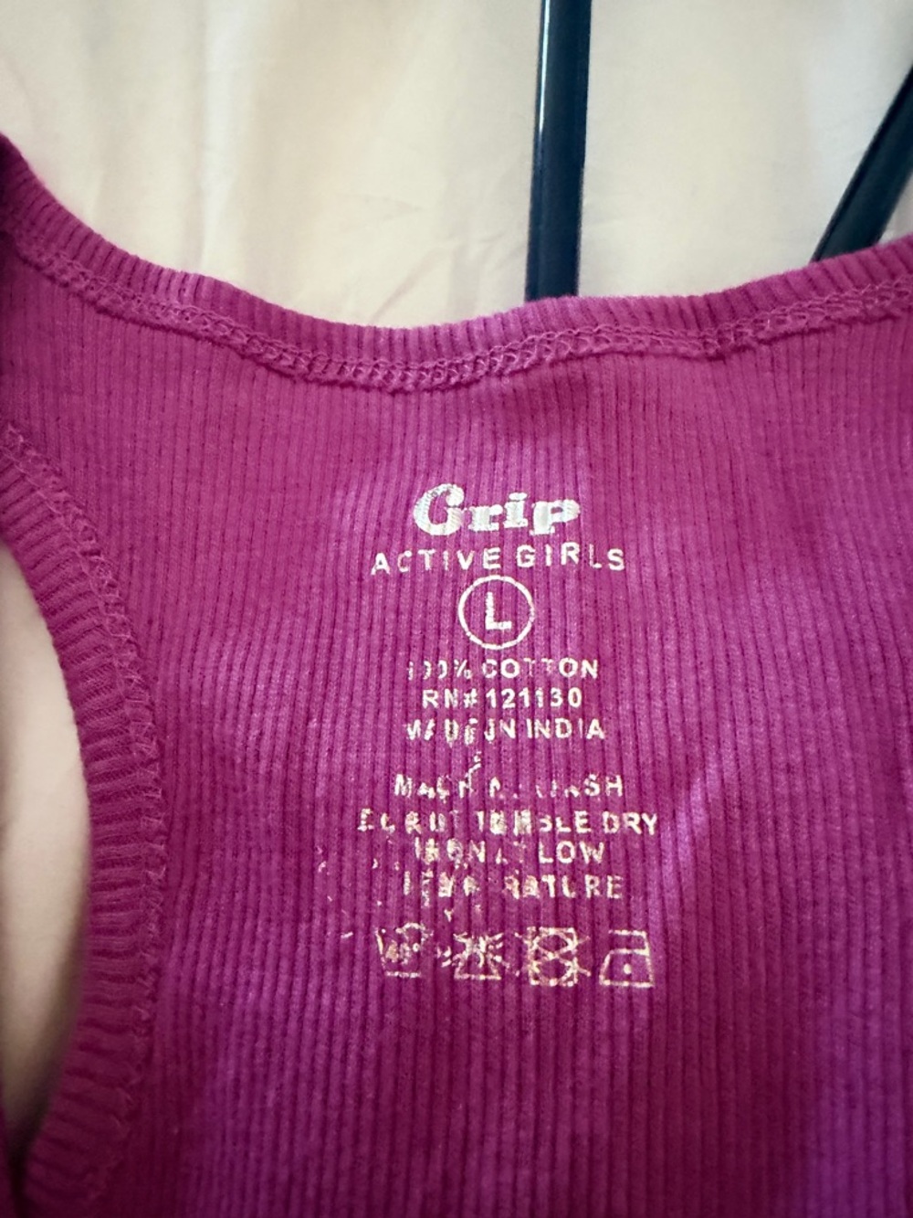 Active USA Ribbed Tank Top in Deep Magenta - Picture 2 of 4